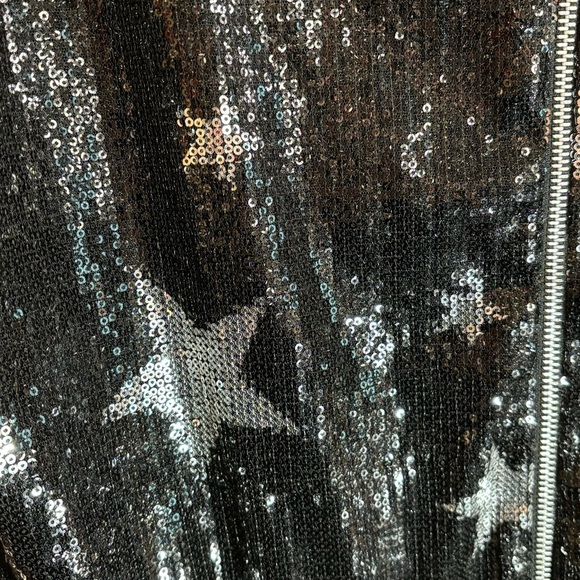 SHOP-ART Sz M Oversized Sequinned Zipper Lined Pockets Bomber Style Jacket - Picture 4 of 10
